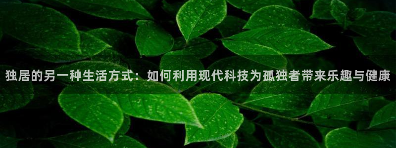 意昂4官方：独居的另一种生活方式：如何利用现代科技为孤独者带